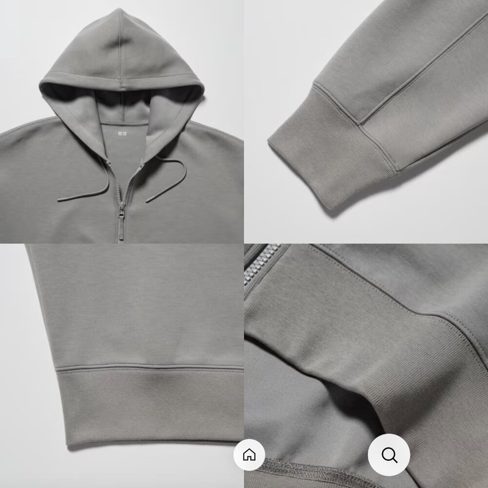 Uniqlo Dry Sweat Cropped Full-Zip Long-Sleeve Hoodie XXL - Picture 2 of 2